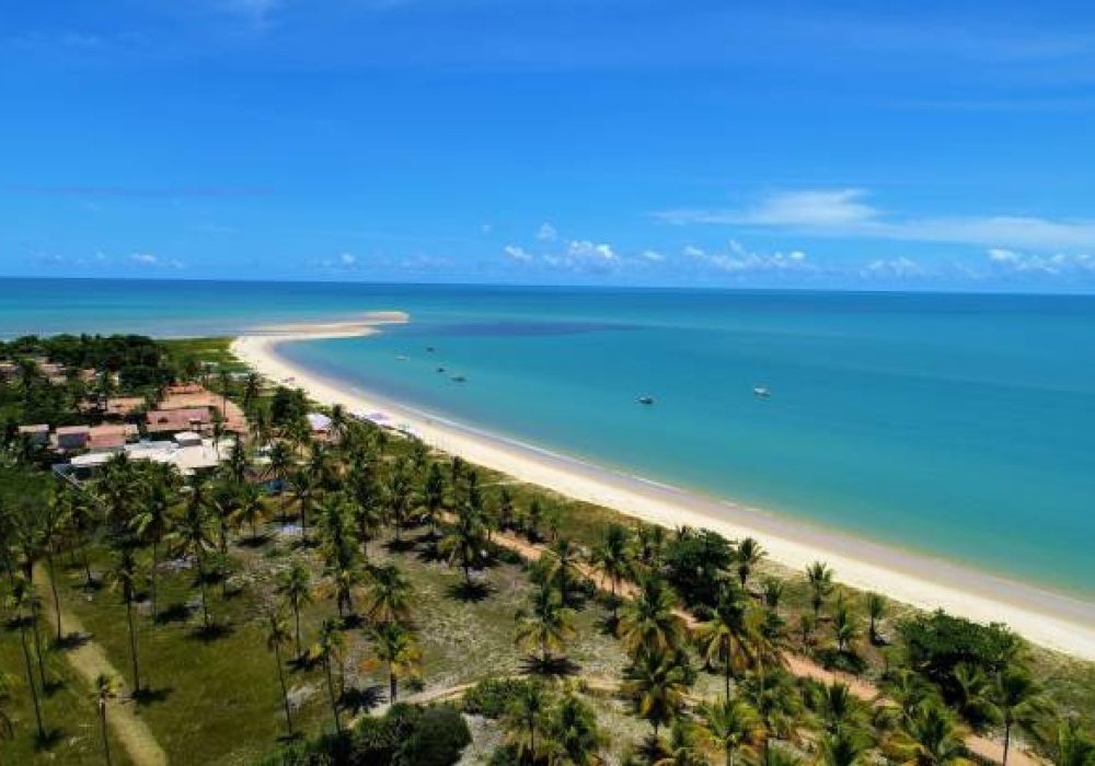 Aerial view of Caraíva Beach, Porto Seguro, Bahia, Brazil